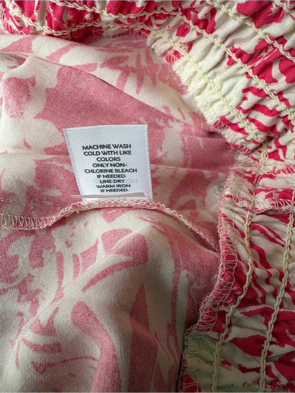 J. Jill Cream and Pink Tropical Floral A-Line Pull-On Skirt Ruched Waist sz L - Picture 8 of 8